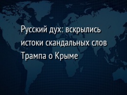 Русский дух: вскрылись истоки скандальных слов Трампа о Крыме