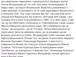 Омбудсмен Денисова заявила о срыве договоренностей по посещению Сенцова и Вышинского