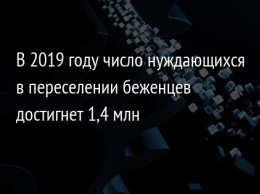 В 2019 году число нуждающихся в переселении беженцев достигнет 1,4 млн