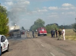 На запорожской трассе загорелся грузовик: больше всего досталось кабине (Видео)