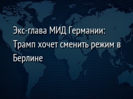 Экс-глава МИД Германии: Трамп хочет сменить режим в Берлине