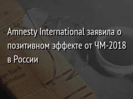 Amnesty International заявила о позитивном эффекте от ЧМ-2018 в России