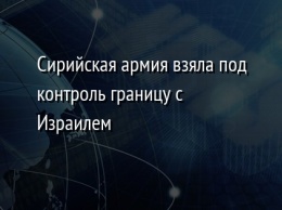 Сирийская армия взяла под контроль границу с Израилем