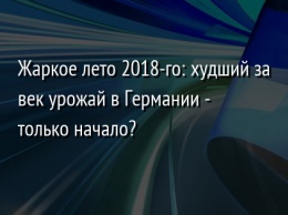 Жаркое лето 2018-го: худший за век урожай в Германии - только начало?