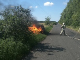 Под Харьковом на ходу загорелся автомобиль с газовым баллоном в багажнике