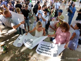 Жители Аркадии перекрыли Генуэзскую: они протестуют против вырубки деревьях и переживают из-за будущей застройки. Фото