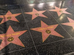 "Только попробуйте удалить". Неизвестные наклеили 50 звезд Трампа на свободных местах Аллеи славы в Голливуде