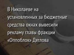В Николаеве на установленных за бюджетные средства окнах вывесили рекламу главы фракции «Оппоблок» Дятлова