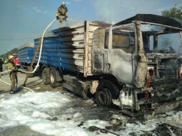 В Днепропетровской области на трассе сгорел грузовик