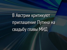 В Австрии критикуют приглашение Путина на свадьбу главы МИД