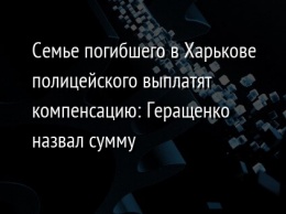 Семье погибшего в Харькове полицейского выплатят компенсацию: Геращенко назвал сумму