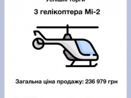 На госпортале СЕТАМ продали три вертолета за 237 тыс. гривен