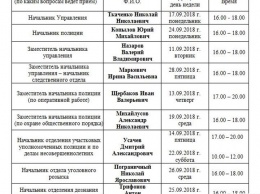 График приема граждан руководящим составом УМВД России по Керчи в сентябре