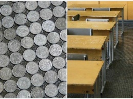 В украинской школе сделали пол из монет - и он обошелся намного дешевле паркета
