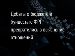 Дебаты о бюджете в бундестаге ФРГ превратились в выяснение отношений