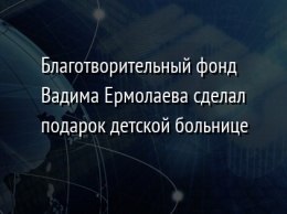 Благотворительный фонд Вадима Ермолаева сделал подарок детской больнице