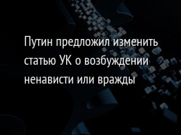 Путин предложил изменить статью УК о возбуждении ненависти или вражды