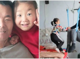 6-летняя китаянка уже 2 года заботится о парализованном папе. Потому что их бросила мама