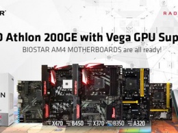 Материнские платы BIOSTAR AM4 поддерживают процессоры AMD Athlon 200GE