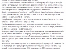 За неполный год молочная корзина подорожала на 41 гривню