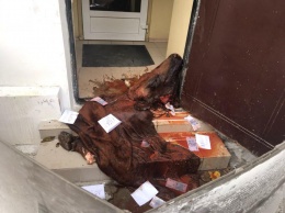 В Одессе под офис государственной ветеринарной службы подбросили коровью голову и сувенирные купюры