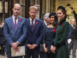 Кейт Миддлтон, Меган Маркл и принцы Уильям и Гарри на службе в Вестминстерском аббатстве