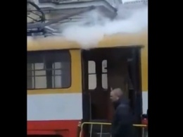 В Одессе горел трамвай