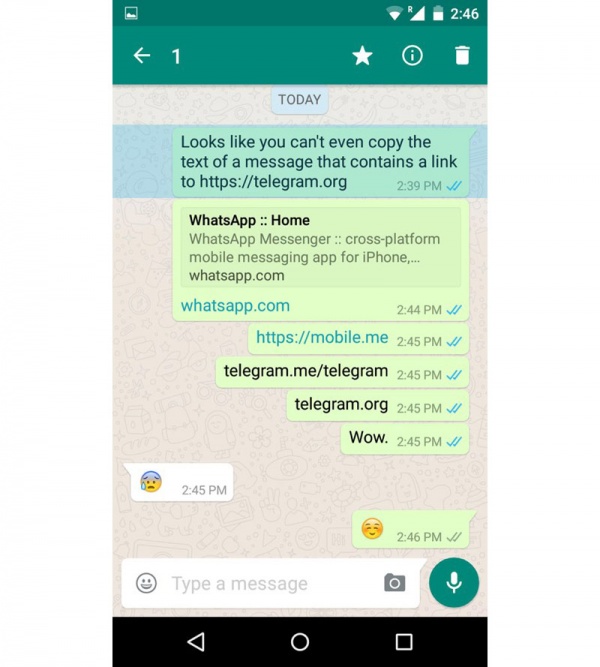 Павел Дуров: WhatsApp начал блокировать ссылки на Telegram