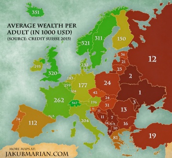 Украинцы стали самыми бедными в Европе, среднее состояние составляет 1,4 тыс. долл., - Credit Suisse