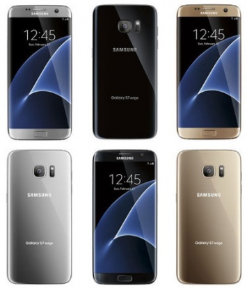 Смартфоны Galaxy S7 и S7 edge на пресс-фото в разных цветах корпуса