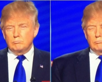На «фотожабе» Дональд Трамп с губами вместо глаз почти не отличается от оригинала