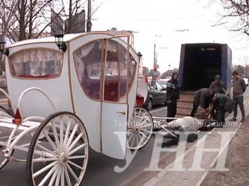 В центре Мариуполя сдохла свадебная лошадь