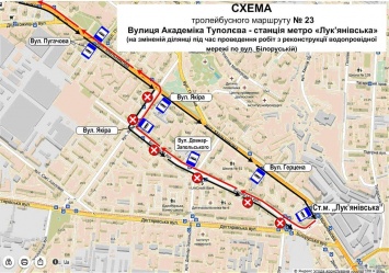 В Киеве до 10 марта изменено движение троллейбусного маршрута на Лукьяновке