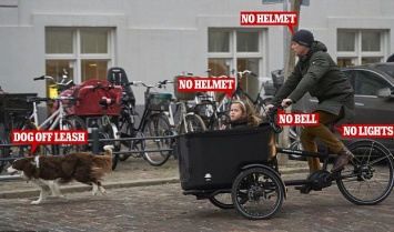 Принц датский Фредерик возит дочь в детский сад на велосипеде, нарушая ПДД