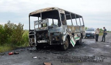 В Волынской области на ходу сгорел рейсовый автобус (фото)