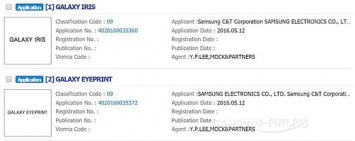 Samsung зарегистрировала товарные знаки "Galaxy Iris" и "Galaxy Eyeprint"