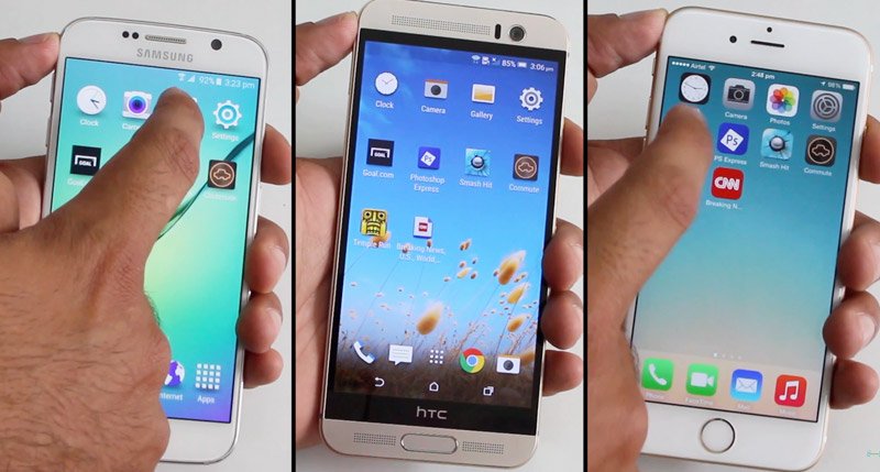 Сравнение быстродействия iPhone 6, Samsung Galaxy S6 и HTC One M9 Plus (ВИДЕО)
