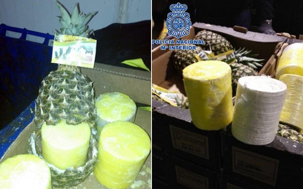 В Испании полиция изъяла 200 кг кокаина, спрятанного в ананасах