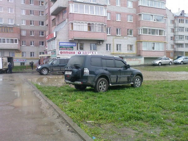 Во Фрунзенском районе паркуются на газонах и детских площадках