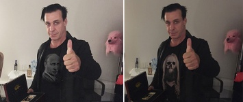 Лидеру Rammstein подарили золотой iPhone и «прифотошопили» майку с Путиным