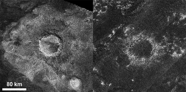 Cassini сфотографировал два больших кратера на спутнике Сатурна