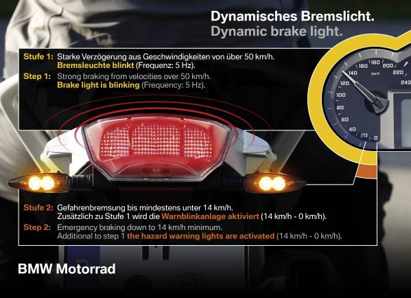 Компания BMW Motorrad представляет систему динамического стоп-сигнала