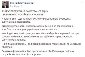 Нацсовет вынес предупреждение кабельным операторам за трансляцию росТВ