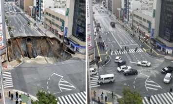 Японцы залатали огромный провал на дороге размером с дом всего за два дня (фото)