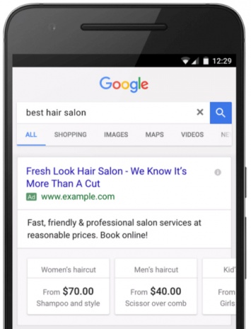 Google AdWords начал показывать расширения цен на десктопах