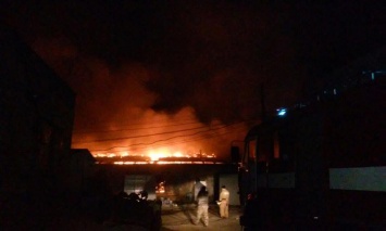 ГCЧС ликвидирует масштабный пожар на овощебазе под Киевом: фото