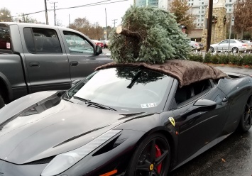 Как перевезти елку на спорткаре. Наглядно на примере Ferrari 458