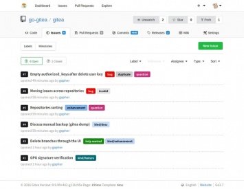 Первый выпуск Gitea, форка системы совместной разработки Gogs