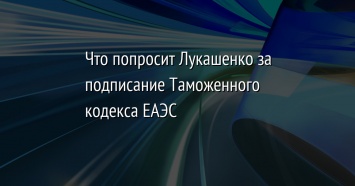 Что попросит Лукашенко за подписание Таможенного кодекса ЕАЭС