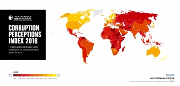 Украина разделила место с Россией и Ираном в рейтинге восприятия коррупции